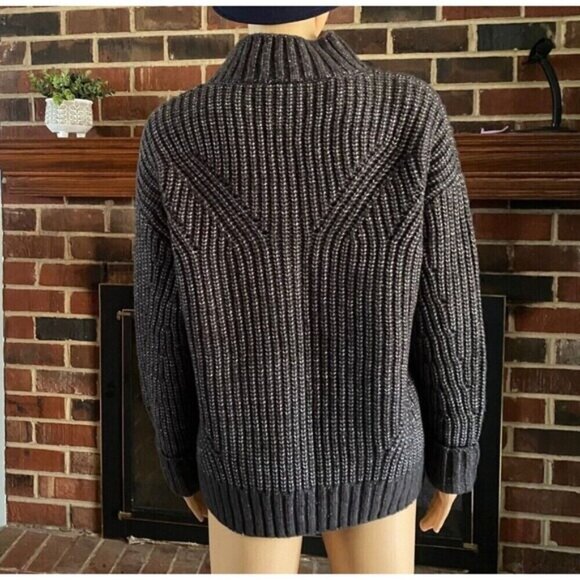 COLUMBIA Pine Street Mock Neck Wool Blend Heather Gray Sweater size XS Coat NEW - Picture 7 of 16